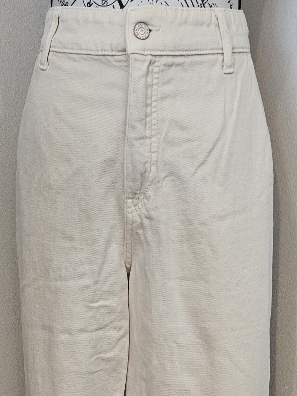 Banana Republic Cream High-rise Wide Leg Twill Jeans